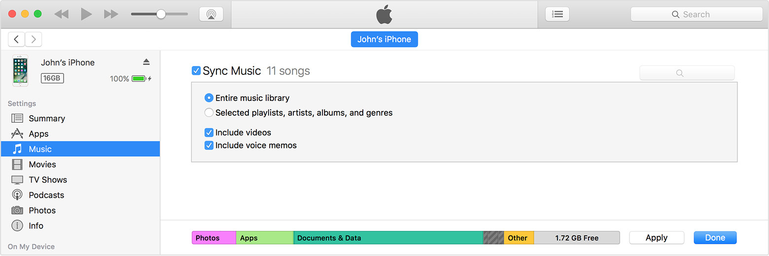 Sync Music in iTunes